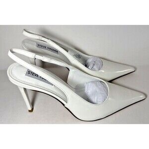 Steve Madden - Reyes Genuine Leather Sling Back High Heel Pumps - White - W8 NEW